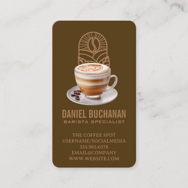 Coffee Cup and Beans | Barista | Cafe Business Card (Front)