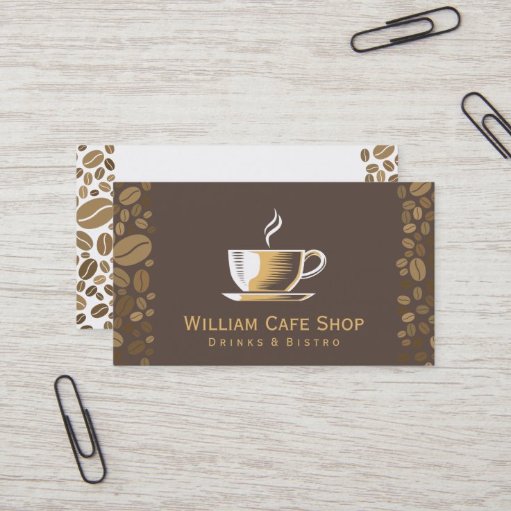 Coffee Cup and Beans Business Card | Zazzle