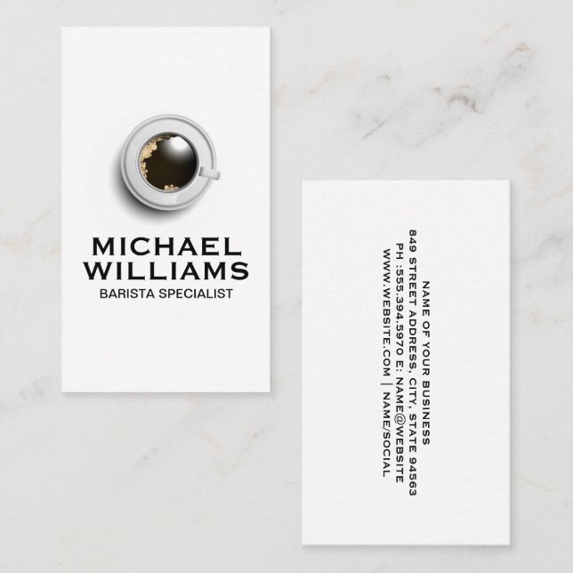 Coffee Cup and Saucer Top View Business Card (Front/Back)