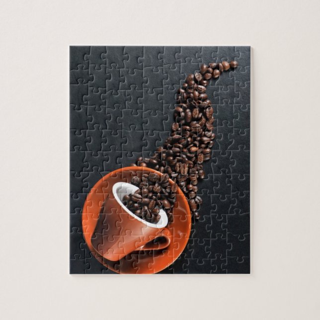 Coffee cup and spilled beans jigsaw puzzle (Vertical)