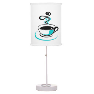 Coffee cup aqua table lamp