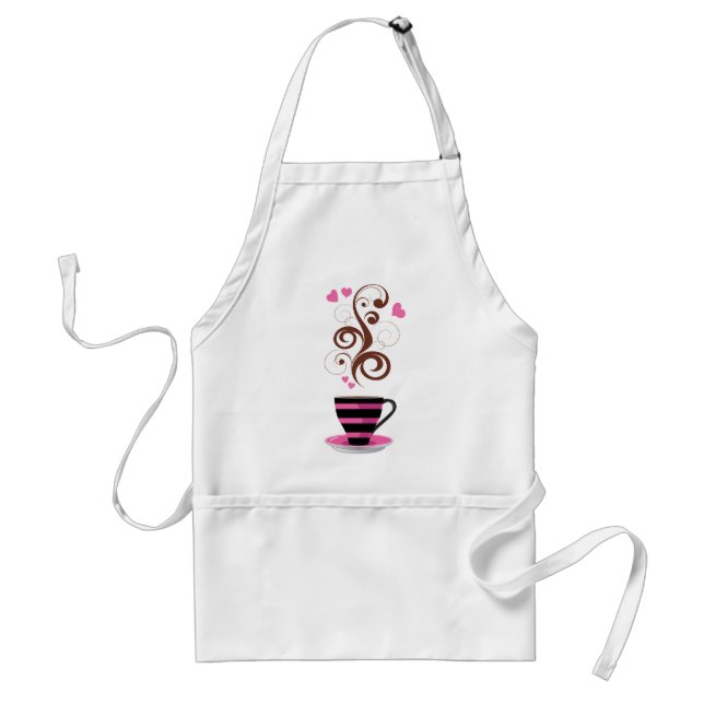 Coffee Cup, Arabica Coffee, Black Coffee, Hearts Adult Apron (Front)