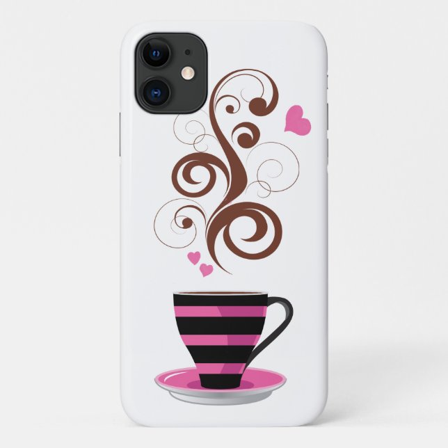 Coffee Cup, Arabica Coffee, Black Coffee, Hearts Case-Mate iPhone Case (Back)
