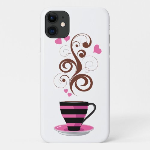 Coffee Cup Arabica Coffee Black Coffee Hearts iPhone 11 Case