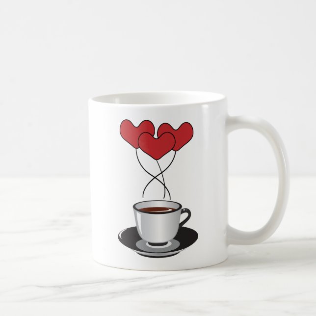 Coffee Cup, Arabica Coffee, Black Coffee, Hearts Coffee Mug (Right)