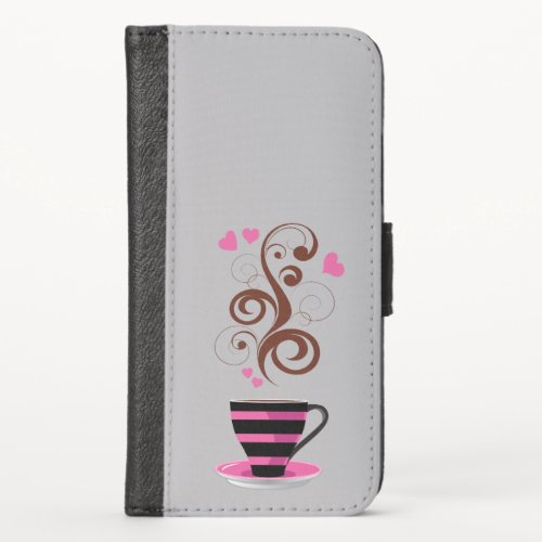 Coffee Cup Arabica Coffee Black Coffee Hearts iPhone X Wallet Case