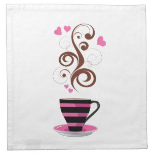 Coffee Cup, Arabica Coffee, Black Coffee, Hearts Napkin