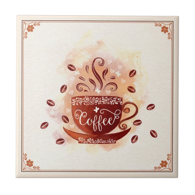 Coffee Cup Art for your Kitchen Tile (Front)