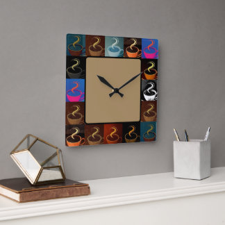 coffee cup assembly square wall clock