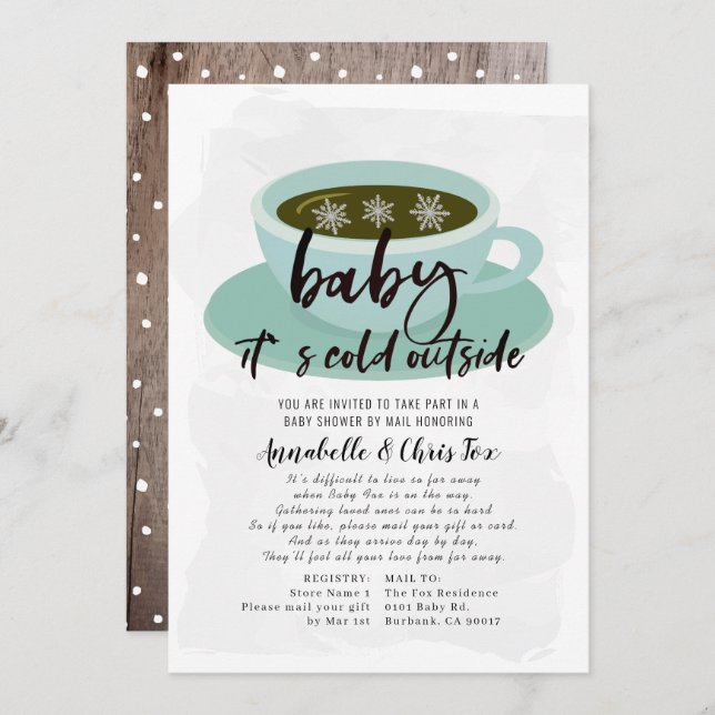 Coffee Cup Baby Its Cold Baby Shower by Mail Invitation (Front/Back)