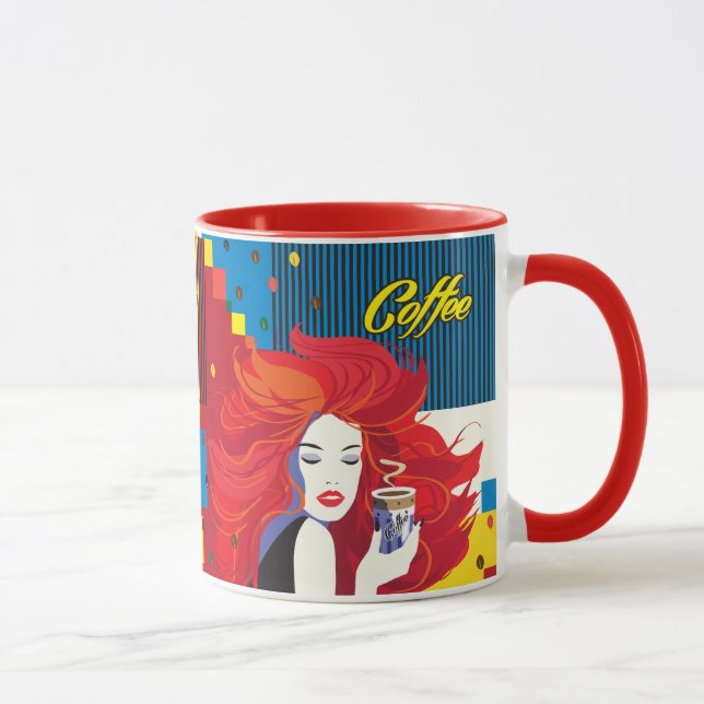 Coffee Cup Beautiful Fashion Woman POP-ART Trendy (Right)