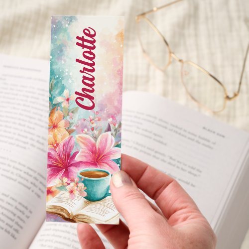 Coffee Cup Bible Flowers Personalized Bookmarks