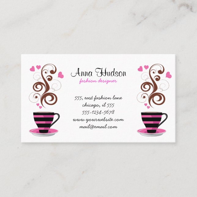 Coffee Cup, Black Coffee, Barista, Coffee Shop Business Card (Front)