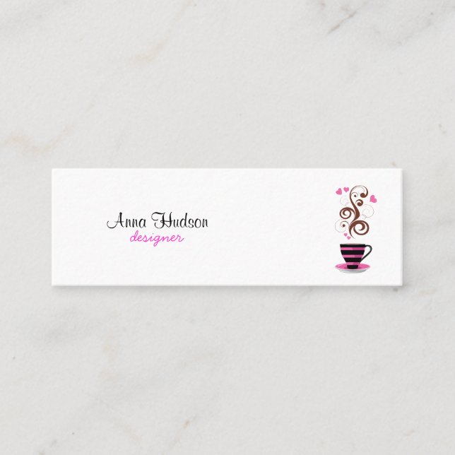Coffee Cup, Black Coffee, Barista, Coffee Shop Mini Business Card (Front)