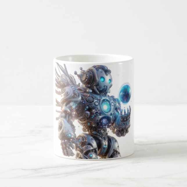 Coffee cup, breakfast with futuristic robot print mug (Center)