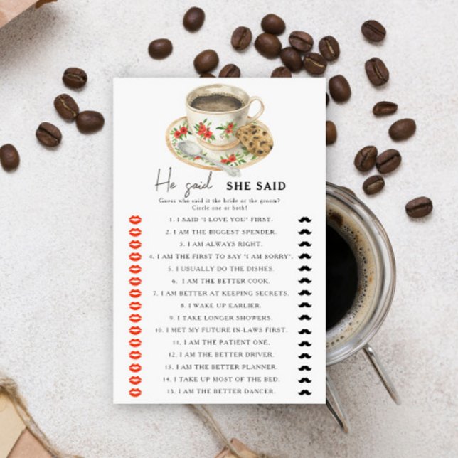 Coffee cup Bridal shower He said she said game (Creator Uploaded)