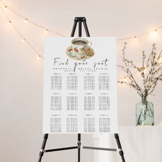 Coffee Cup Bridal shower seating chart Foam Board (In Situ (Stand))