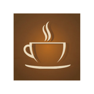 Coffee cup brown  wood wall art