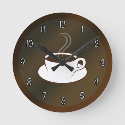 Coffee Cup Cafe Coffee Shop Medium Round Clock