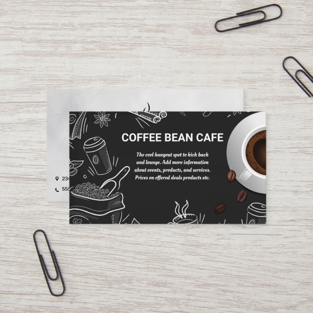 Coffee Cup | Cafe Illustrations Business Card (Front/Back In Situ)