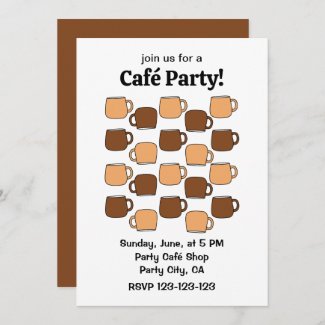 Coffee Cup Café Party Invitation