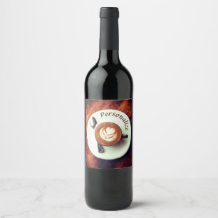 Coffee cup cappuccino brown white latte wine label