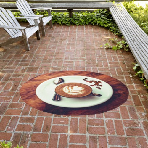 Coffee cup cappuccino kitchen dining brown white  outdoor rug