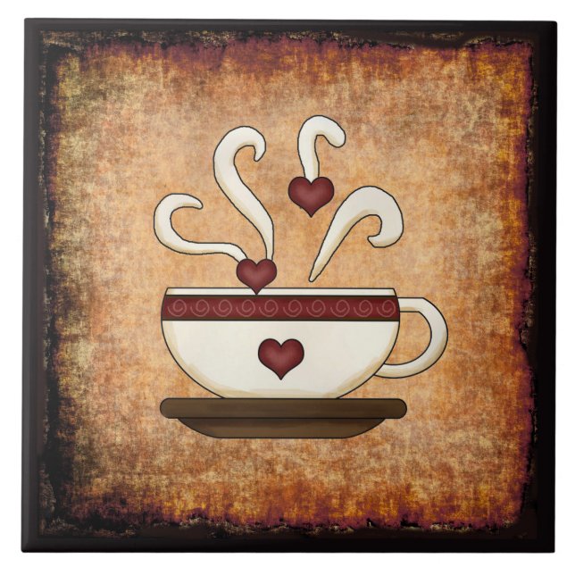Coffee Cup Ceramic Kitchen Tile (Front)