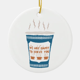 Coffee Cup Ceramic Ornament