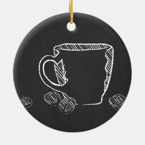 COFFEE CUP CHALK CERAMIC ORNAMENT