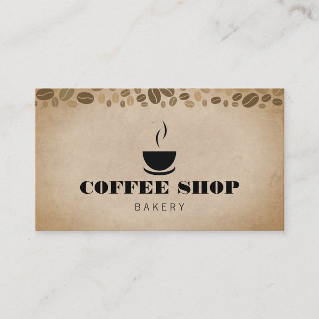 Coffee Cup Coffee Beans Business Card (Front)