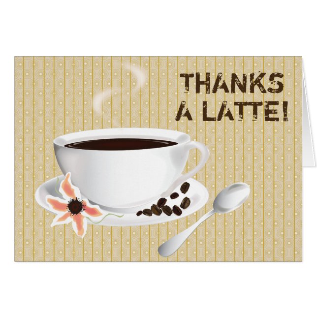 Coffee Cup Coffee Beans Thank You Cards (Front Horizontal)