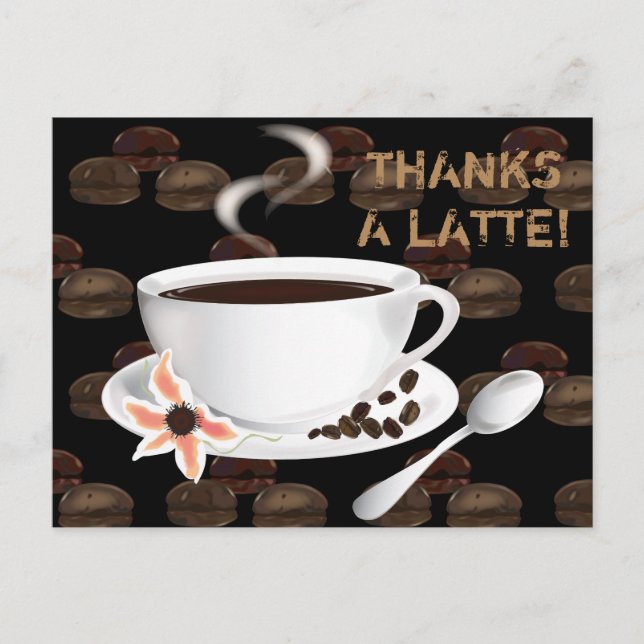 Coffee Cup Coffee Beans Thank You Postcard (Front)