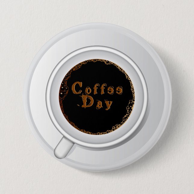 Coffee Cup Coffee Day Button (Front)