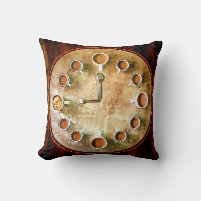 Coffee cup coffee time brown rustic throw pillow (Front)