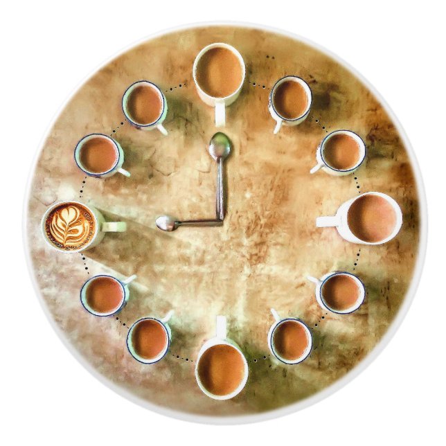 Coffee cup coffee time ceramic knob (Front)