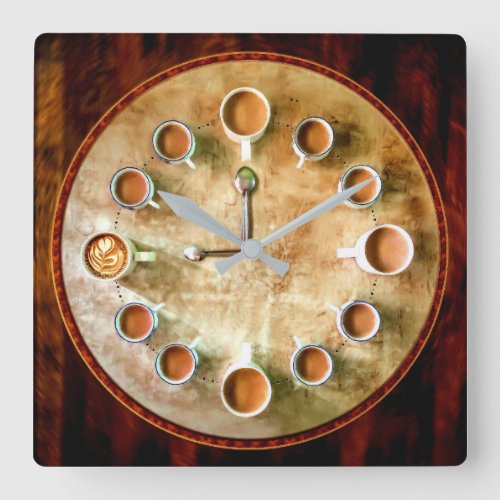 Coffee cup  coffee time square wall clock