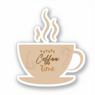 Coffee Cup & Coffee Time text with hearts Sticker