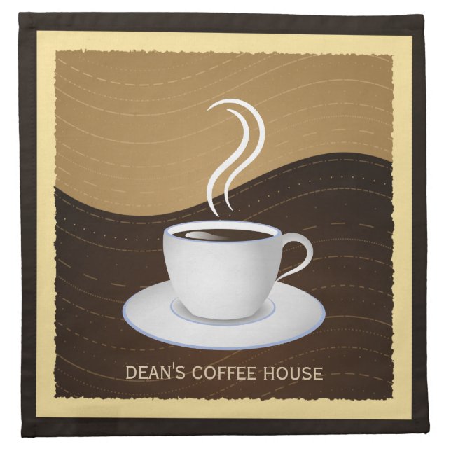 Coffee Cup Coffee Waves Cafe Cloth Napkins (Front)