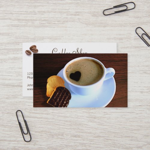 Coffee Cup Cookie Heart Shaped Foam  Your Logo Business Card