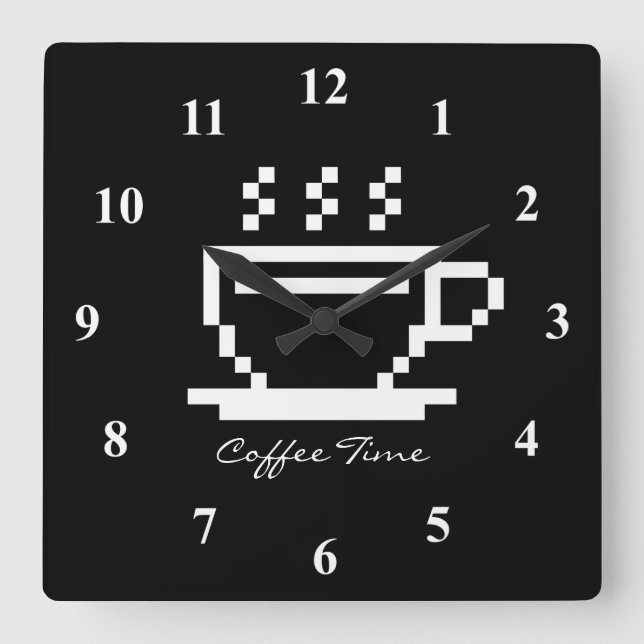 Coffee cup decoration large square wall clock (Front)
