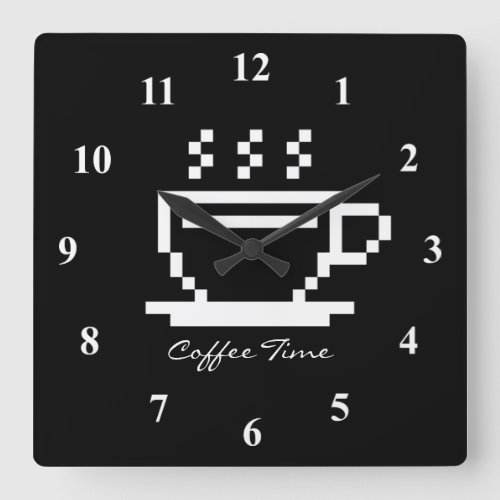 Coffee cup decoration large square wall clock