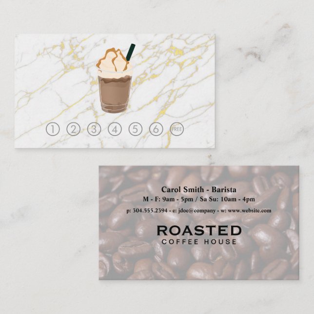 Coffee Cup Drink | Gold Marble | Punch Card (Front/Back)