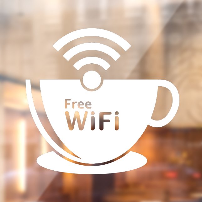 Coffee Cup Free Wi-Fi Coffee Donut Shop White Window Cling (Sheet 2)