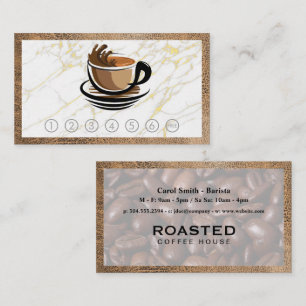 Coffee Cup Gold Marble Punch Card