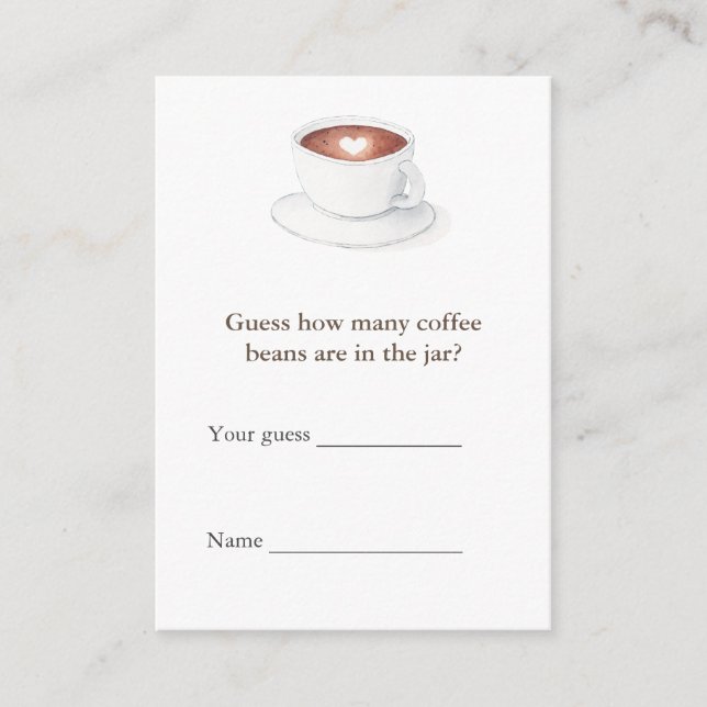 Coffee Cup Guess How Many Baby Shower Game Enclosure Card (Front)
