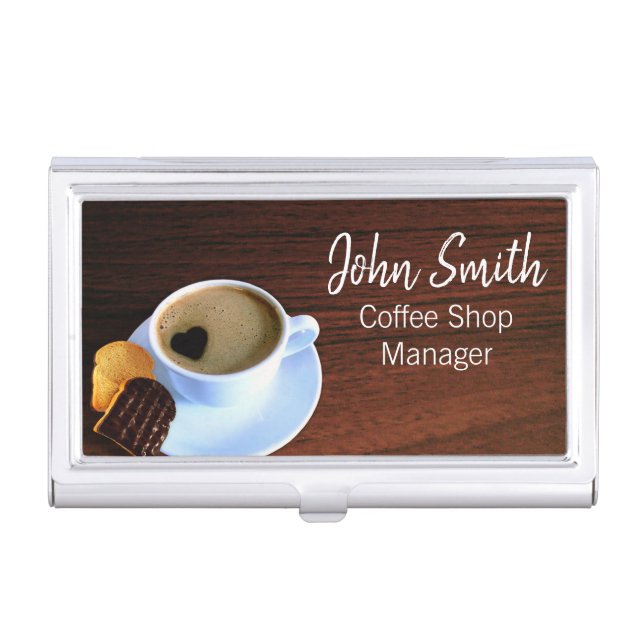 Coffee Cup Heart Shaped Foam Cookie Coffee Shop Business Card Case (Front)