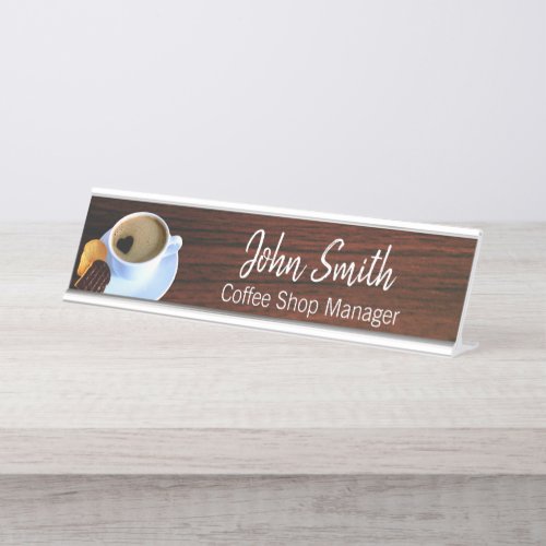 Coffee Cup Heart Shaped Foam Cookie Coffee Shop Desk Name Plate