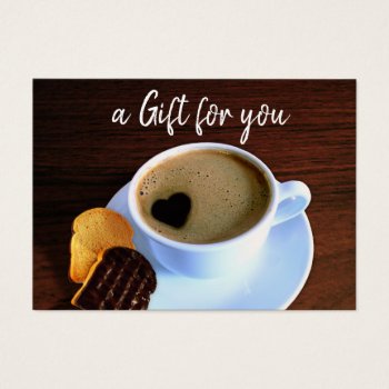 Coffee Cup Heart Shaped Foam Cookie Gift Card by SorayaShanCollection at Zazzle