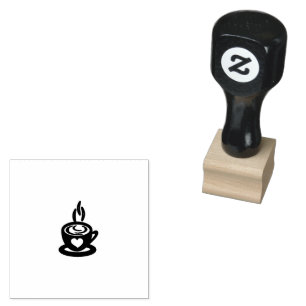 Coffee Cup Heart Steam Rubber Stamp Design